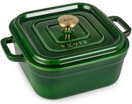 emaliuoti puodai senukai - Zyle Keturkampis emaliuotas ketaus puodas ZY08GKI, 4,5L, žalias (Green) - 1 nuotrauka