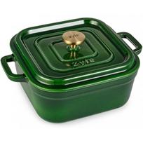 emaliuoti puodai senukai - Zyle Keturkampis emaliuotas ketaus puodas ZY08GKI, 4,5L, žalias (Green) - 2 nuotrauka