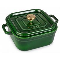 emaliuoti puodai senukai - Zyle Keturkampis emaliuotas ketaus puodas ZY08GKI, 4,5L, žalias (Green) - 3 nuotrauka