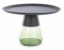 apvalus stalas 70 cm - Signal Meble Žurnalinis staliukas Tiffany B, juodas/žalias - 2 nuotrauka