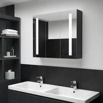 vidaXL Veidrodinė vonios spintelė su LED apšvietimu, pilka (Gray)
