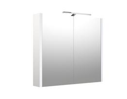 vonios spintele su apsvietimu led - Vonios spintelė su veidrodžiu SCANDIC LARA, LED apšvietimu, balta blizgi (White Gloss) - 2 nuotrauka