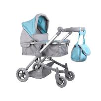 Jokomisiada Daugiafunkcinis lėlių vežimėlis 4in1, Pilkas/Turkio (Gray/Turquoise)