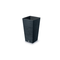 vazonai su ideklu - Plastikinis gėlių vazonas Prosperplast Furu Square, antracitas (Anthracite) - 2 nuotrauka