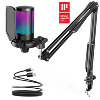 mikrofonas - Fifine AmpliGame A6T RGB Black (Juodas) - 1 nuotrauka