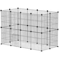 aptvarai grauzikams - PawHut Lauko aptvaras triušiams, mažų gyvūnų aptvaras, 120 x 60 x 80 cm, Juodas (Black) - 2 nuotrauka