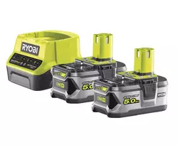 akumuliatoriu pakrovejas - Ryobi RC18120-250, 18 V, 2x5.0 Ah, Li-ion + kroviklis - 1 nuotrauka