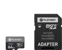Platinet MicroSDXC 64GB Class 10 UHS-III + SD Adapter