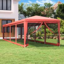 Proginė palapinė su 10 tinklinių sienų, raudona (Red), 3x12 m, HDPE