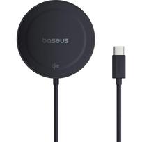 Baseus Belaidis magnetinis Qi2 įkroviklis 15W su USB-C 1.5m laidu, Juodas (Black)