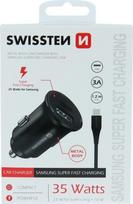 samsung charger usb c - Swissten SW-CCH-ME-SFC-25W-BK Automobilinis įkroviklis, 35W, Juodas (Black) - 2 nuotrauka