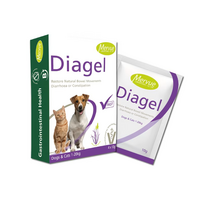 Meruve Diagel papildas nuo viduriavimo arba vidurių konstipacijos katėms ir šunims, 10 g x 4