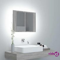 vidaXL Veidrodinė LED vonios spintelė, pilka, 60x12x45cm, mediena