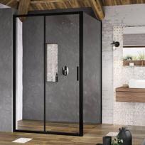 grudinto stiklo sienele - Dušo sienelė Ravak Blix Slim BLSPS-90, 90 cm x 195 cm, juodas+skaidrus (Black+Transparent) - 1 nuotrauka