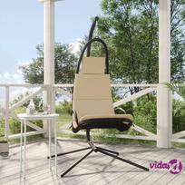 lauko supynes audinys - vidaXL Supamas sodo krėslas su pagalvėle, kreminis (Cream) - 2 nuotrauka