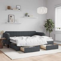 vidaXL Aksominė sofa-lova su ištraukiama dalimi, tamsiai pilka (Dark Grey), 80x200 cm