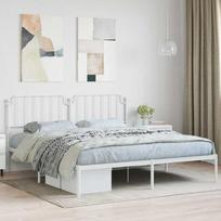metaline lova 160x200 - vidaXL Metalinis lovos rėmas su galvūgaliu, baltas (White), 160x200 cm - 1 nuotrauka