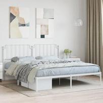 metaline lova 160x200 - vidaXL Metalinis lovos rėmas su galvūgaliu, baltas (White), 160x200 cm - 2 nuotrauka