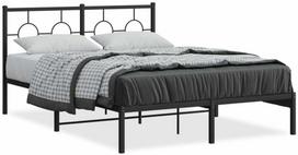 vidaXL Metalinis lovos rėmas su galvūgaliu, 140x200 cm, juodas (Black)
