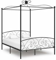 Lovos rėmas su baldakimu, Juodas (Black), 180x200 cm, metalas