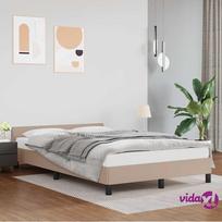 vidaXL Lovos rėmas su galvūgaliu, kapučino (Cappuccino), 140x200 cm, dirbtinė oda
