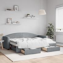 vidaXL Lova su ištraukiama dalimi, pilka (Grey), 80x200 cm, audinys