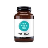 VIRIDIAN FOLIC ACID WITH DHA, 90 kapsulių