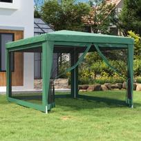 progines pavesines - vidaXL Proginė palapinė su 4 tinklinėmis sienomis, žalia (Green), 3x4m, HDPE - 1 nuotrauka