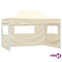 vidaXL Išskleidžiama palapinė su 3 sienomis, kreminė (Cream), 3x4,5m