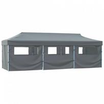 vidaXL Išskleidžiama proginė palapinė su 8 šoninėmis sienomis, antracito (Anthracite), 3x9 m