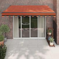 stogine markize - vidaXL Automatinė ištraukiama markizė, oranžinė (Orange) ir ruda (Brown), 3.5x2.5m - 1 nuotrauka