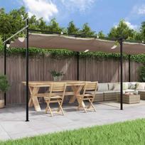 vidaXL Pergola su ištraukiamu stogu, taupe (Taupe), 589x292x230 cm