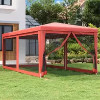 vidaXL Proginė palapinė su 6 tinklinėmis sienomis, raudona (Red), 3x6 m, HDPE