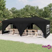 vidaXL Proginė palapinė su šoninėmis sienomis, juoda (Black), 3x6m