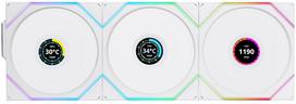 lian li uni argb fan - Lian Li UNI FAN TL Wireless LCD 120mm Balta (White) 3-pack - 1 nuotrauka