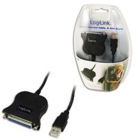 8 pin kabelis - Logilink USB 2.0 adapteris prie Paralel (LPT) DB25, 1,8m Juodas (Black) - 1 nuotrauka