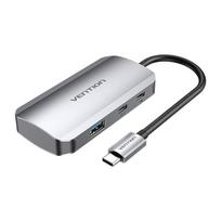 usb c 100w laidas - Vention USB-C į USB-C prijungimo stotis 3x USB3.0 PD 0.15m TNDHB Pilka (Gray) - 2 nuotrauka