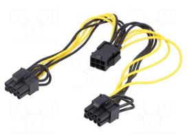 6 pin kabelis - Akyga AK-CA-55 PCIe 6-pin - PCIe 8-pin x2 maitinimo laidas 0.15m - 1 nuotrauka