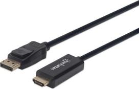 adapteris hdmi to displayport - Manhattan 153195 DisplayPort to HDMI Adapter 1m Juodas (Black) - 2 nuotrauka