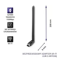 wifi antenna - QOLTEC 57001 Qoltec USB Wi-Fi Wireless Adapter with antenna - 3 nuotrauka