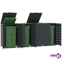 kompostas - vidaXL Stoginė 4 konteineriams, antracitas (Anthracite), 276x79x117cm, plienas - 2 nuotrauka