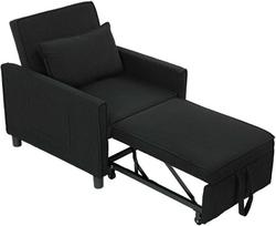 HOMCOM 3-in-1 sulankstomas fotelis-lova, juodas (Black)