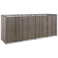 vidaXL Konteinerių stoginė, pilka (Grey), 274x80x117cm, ratanas, keturvietė