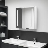 vidaXL Veidrodinė vonios spintelė su LED apšvietimu, balta (White), 62 x 14 x 60 cm