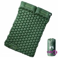 savaime pripuciamas ciuzinys - vidaXL Savaime prisipučiantis dvivietis stovyklavimo čiužinys, žalias (Green) - 2 nuotrauka