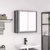 vidaXL sieninė vonios spintelė su veidrodžiu pilka sonoma 60 x 21 x 60 cm