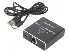 rj45 splitter - Qoltec 52249 Mini SWITCH 1x2 RJ45 1000Mbps - 1 nuotrauka