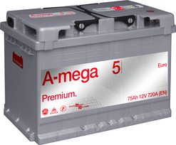 a mega akumuliatoriai - A-mega Premium 75Ah 12V 720A EN - 2 nuotrauka