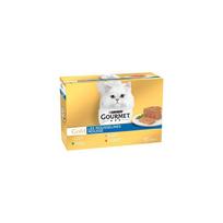 Šlapias kačių maistas Purina Gourmet Gold Mousse Mix, triušiena/vištiena/lašiša/inkstai, 12 x 85 g