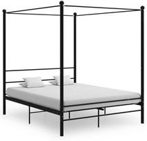 vidaXL Lovos rėmas su baldakimu, 160x200 cm, juodas (Black), metalas
